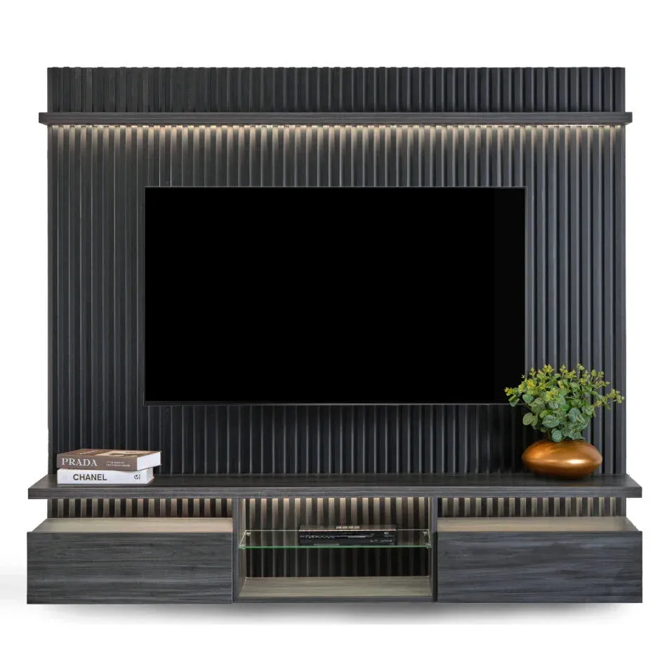 Agulhas - Black TV Wall Unit - Grey & Raven Black