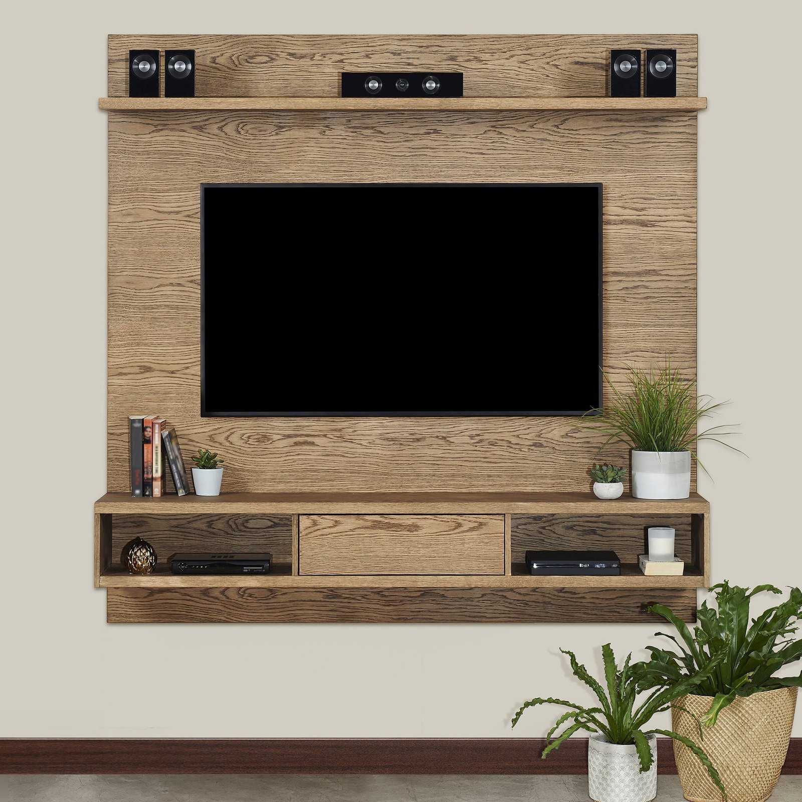 Kenton - Floating TV Cabinet - Castle Brown