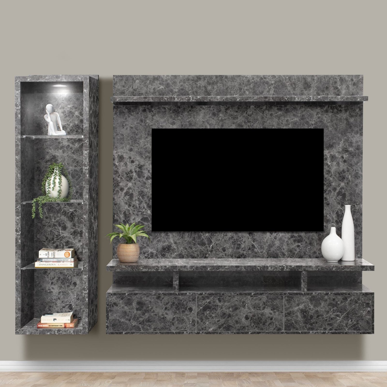 Clifton 350 - 2 Pce Grey Floating TV Stand