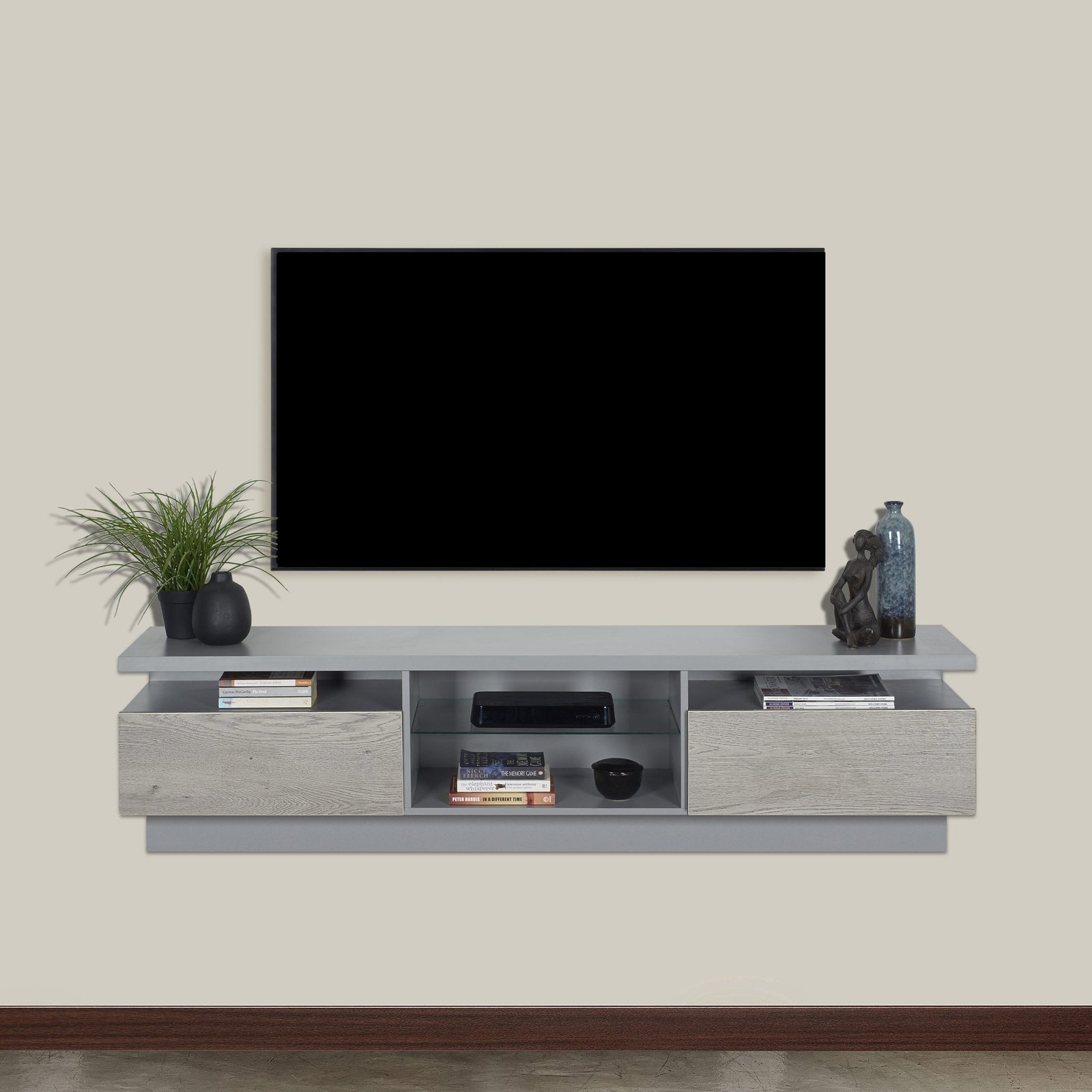 Umhlali - Floating Shelf Under TV – Dunblane Grey
