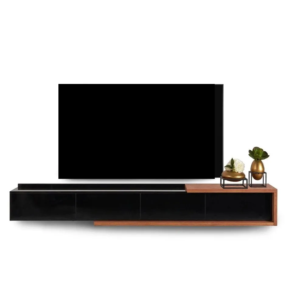 Dullstroom - Floating Shelf Under TV – Black & Chestnut