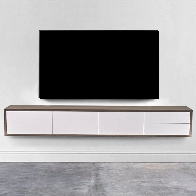 Stanger - Floating Shelf Under TV – Chobe with White Accents