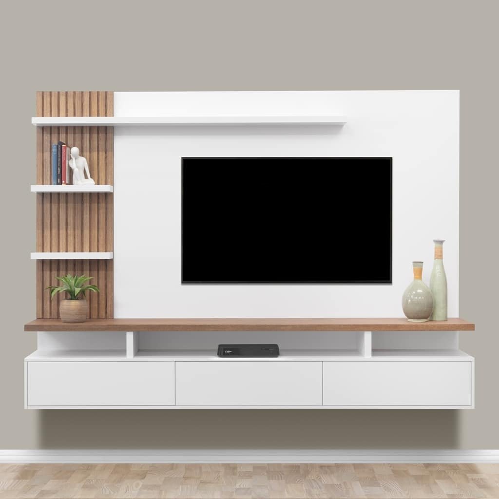 Uvongo - Wall Mounted TV Unit 2.2m - Slatted Wood